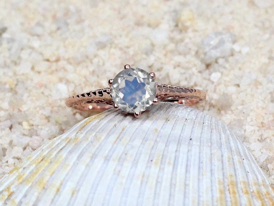 Moonstone Engagement Ring Rhemba Antique Filigree 1ct 6mm Custom Size White-Yellow-Rose Gold-10k-14k-18k-Platinum BellaMoreDesign.com