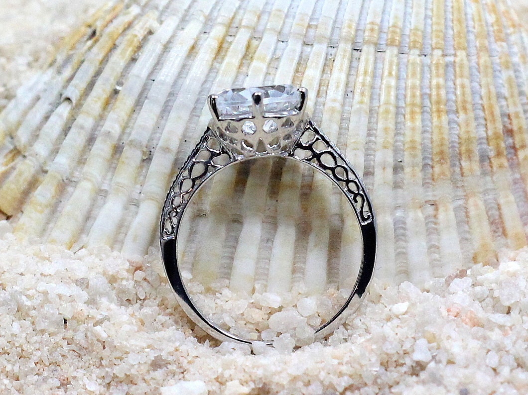 Moonstone Engagement Ring,Vintage Ring,Antique Ring,Filigree Ring,Maia,3ct Ring,Sapphire Ring,White-Yellow-Rose Gold-Platinum BellaMoreDesign.com