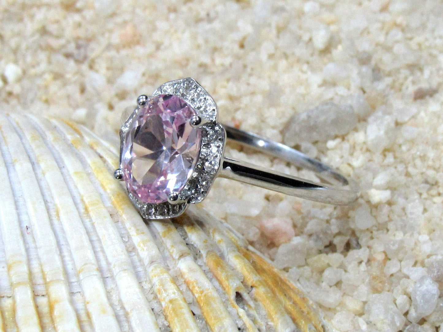 Moonstone Oval Engagement Ring, Floral Ring, Sospita, 2ct Ring, White-Yellow-Rose Gold-10k-14k-18k-Platinum, 8x6mm Oval BellaMoreDesign.com