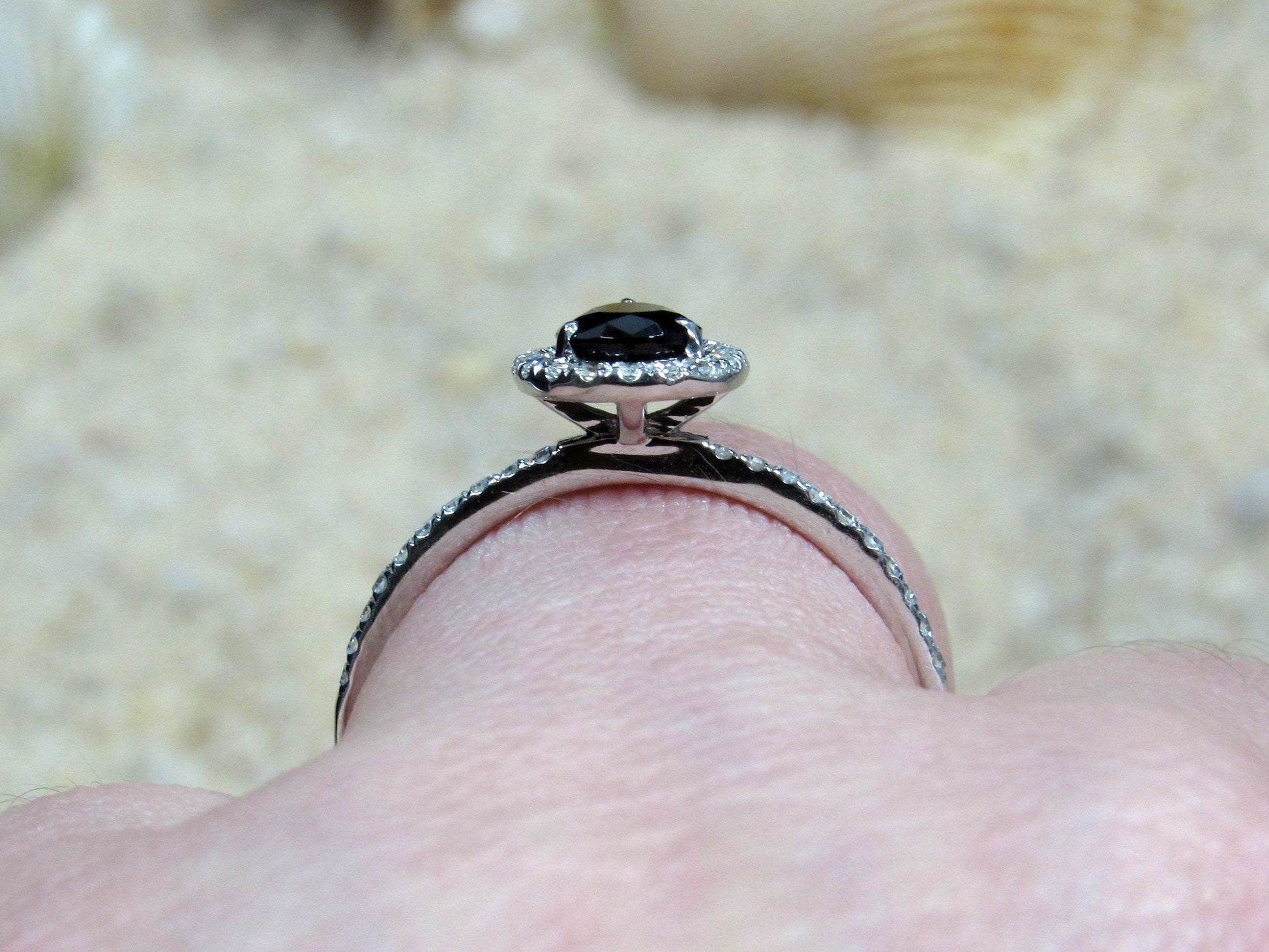 Peach Sapphire & Diamonds Pear Halo Engagement Ring Helena 1ct 7x5mm Custom Size White-Yellow-Rose Gold-10k-14k-18k-Platinum BellaMoreDesign.com