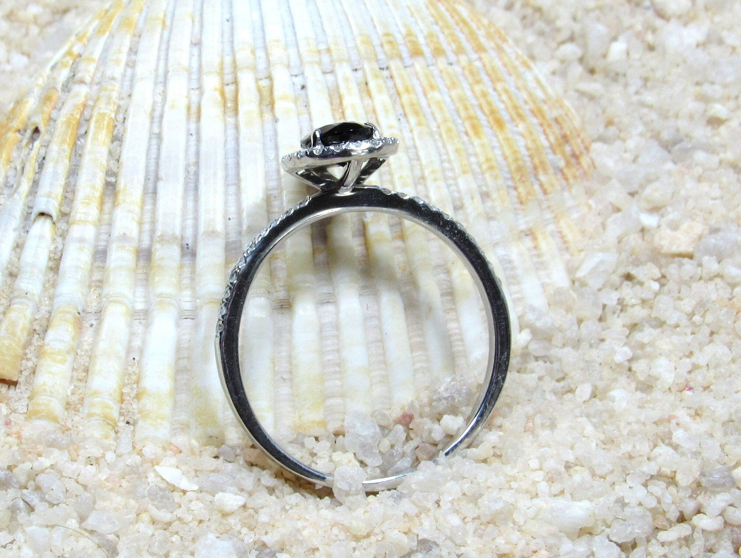 Peach Sapphire & Diamonds Pear Halo Engagement Ring Helena 1ct 7x5mm Custom Size White-Yellow-Rose Gold-10k-14k-18k-Platinum BellaMoreDesign.com