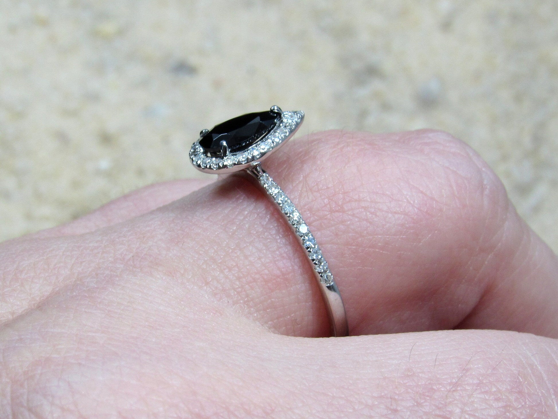 Peach Sapphire & Diamonds Pear Halo Engagement Ring Helena 1ct 7x5mm Custom Size White-Yellow-Rose Gold-10k-14k-18k-Platinum BellaMoreDesign.com