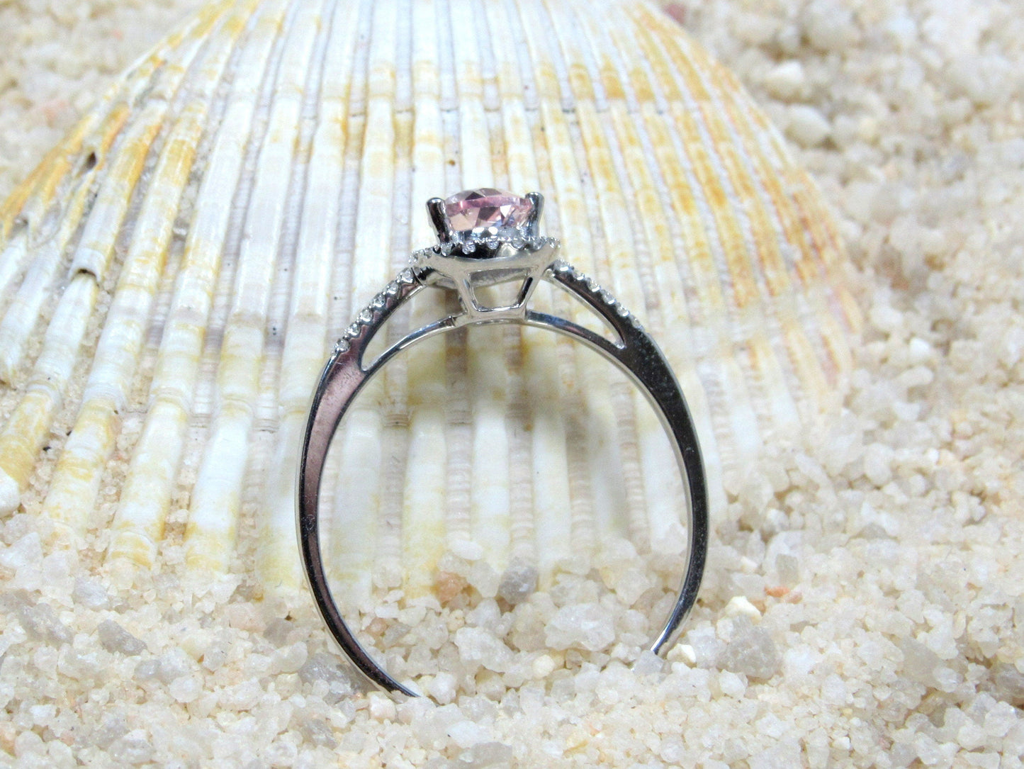 Peach Sapphire Engagement Ring, Diamonds Pear Halo, Goccia, 1ct, 7x5mm, Cathedral,Gift For Her,White-Yellow-Rose Gold-10k-14k-18k-Platinum BellaMoreDesign.com