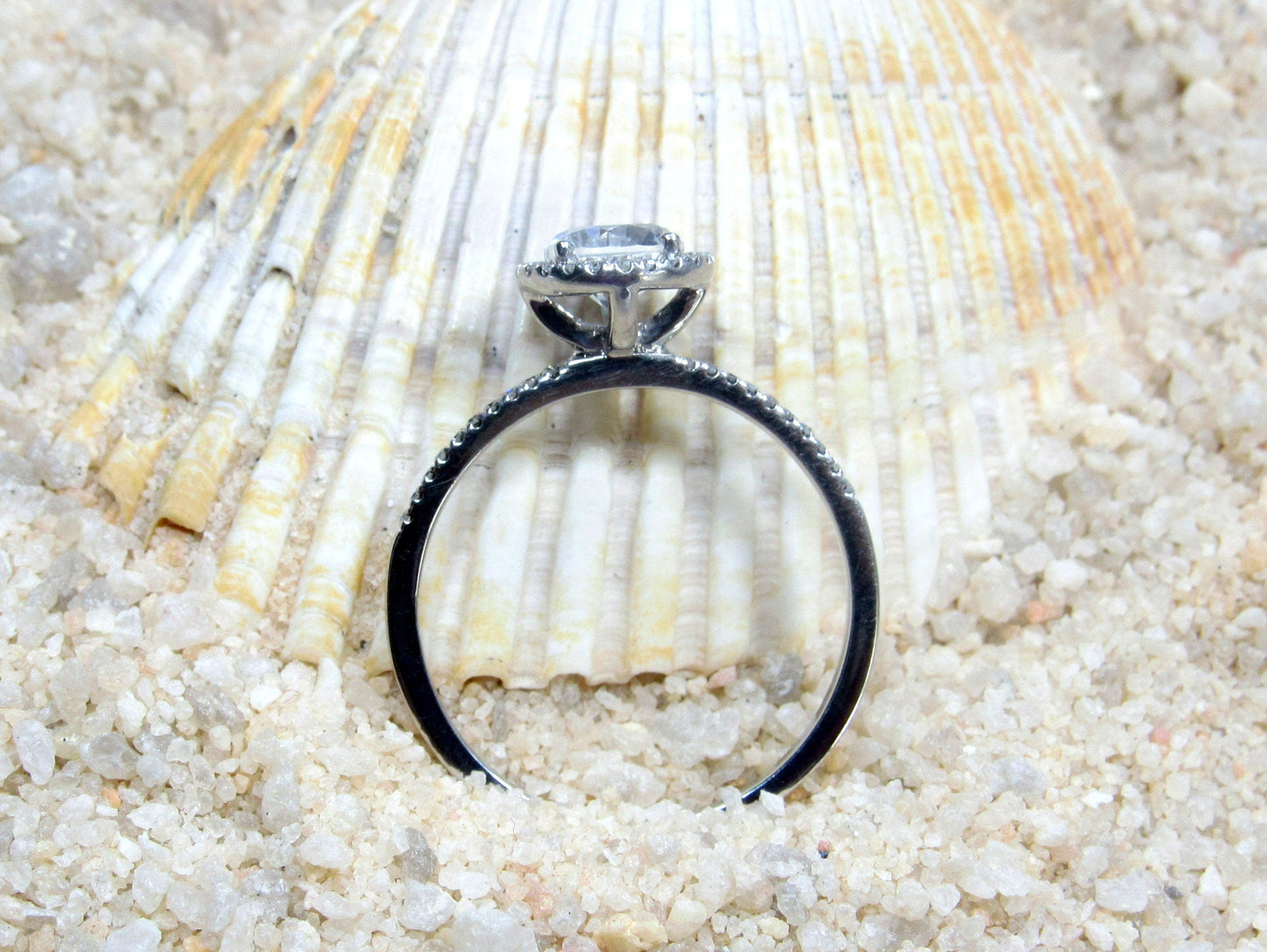 Peach Sapphire Engagement Ring, Peach Engagement Ring, Round Diamonds Halo Ring, Pricus, 1ct Ring,White Gold-Yellow Gold-Rose Gold Ring, 6mm BellaMoreDesign.com