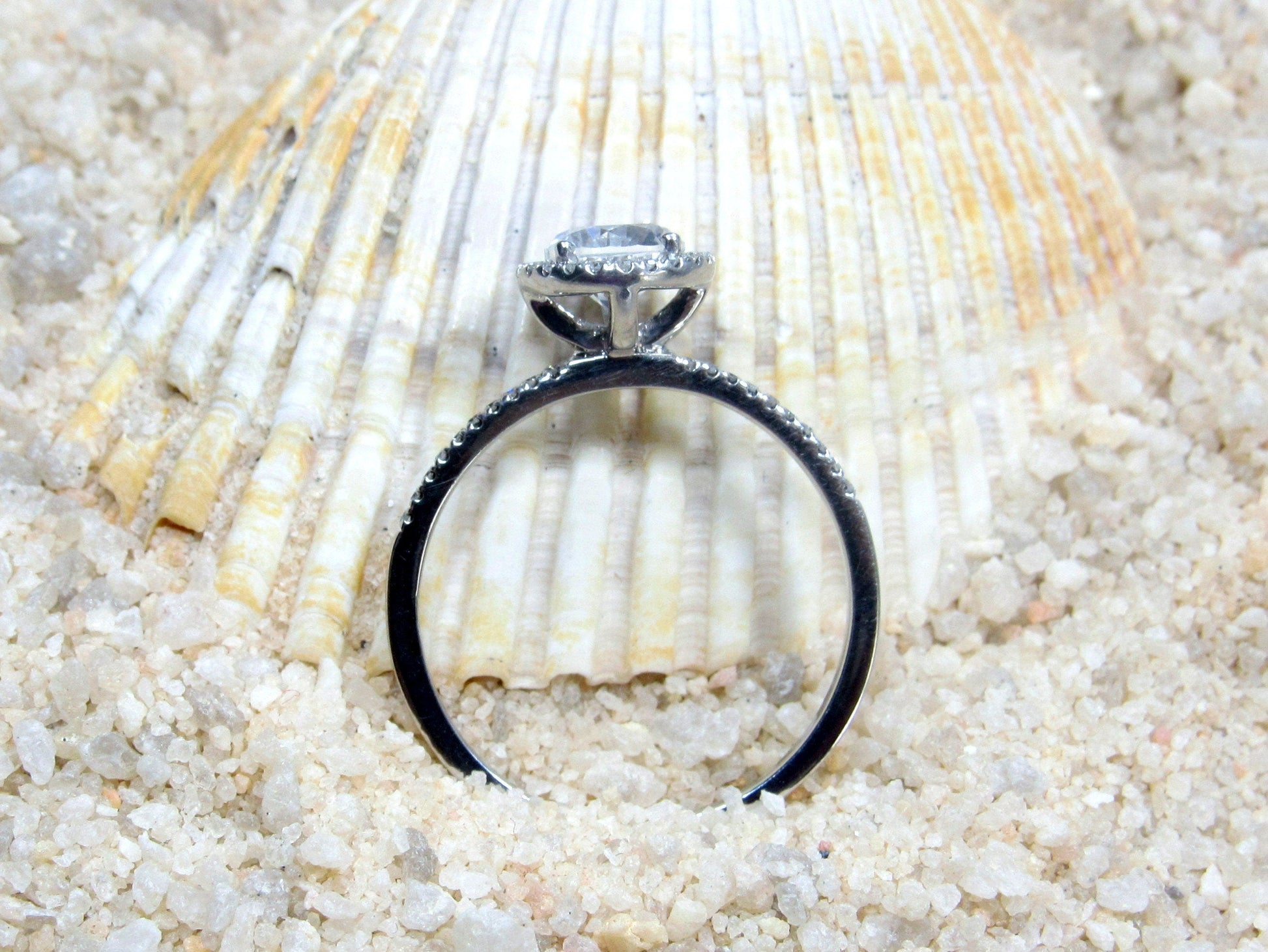 Peach Sapphire Engagement Ring, Peach Engagement Ring, Round Diamonds Halo Ring, Pricus, 1ct Ring,White Gold-Yellow Gold-Rose Gold Ring, 6mm BellaMoreDesign.com