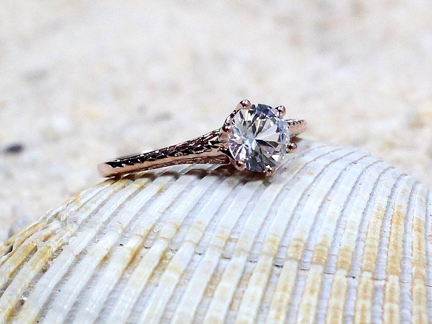 Peach Sapphire Engagement Ring Rhemba Antique Filigree 1ct 6mm Custom Size White-Yellow-Rose Gold-10k-14k-18k-Platinum BellaMoreDesign.com