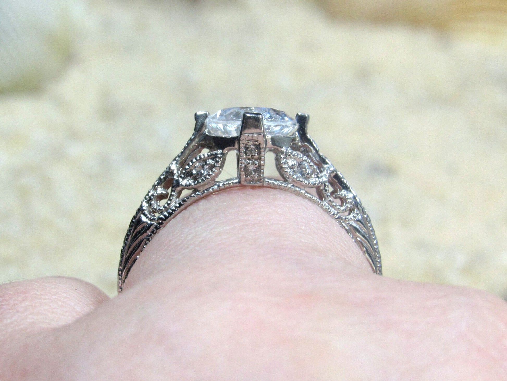 Peach Sapphire Engagement Ring, Vintage Filigree Ring, 3ct Oval 9x7mm, Dionysus, Peach Sapphire Ring,White-Yellow-Rose Gold-14k-18k-Platinum BellaMoreDesign.com