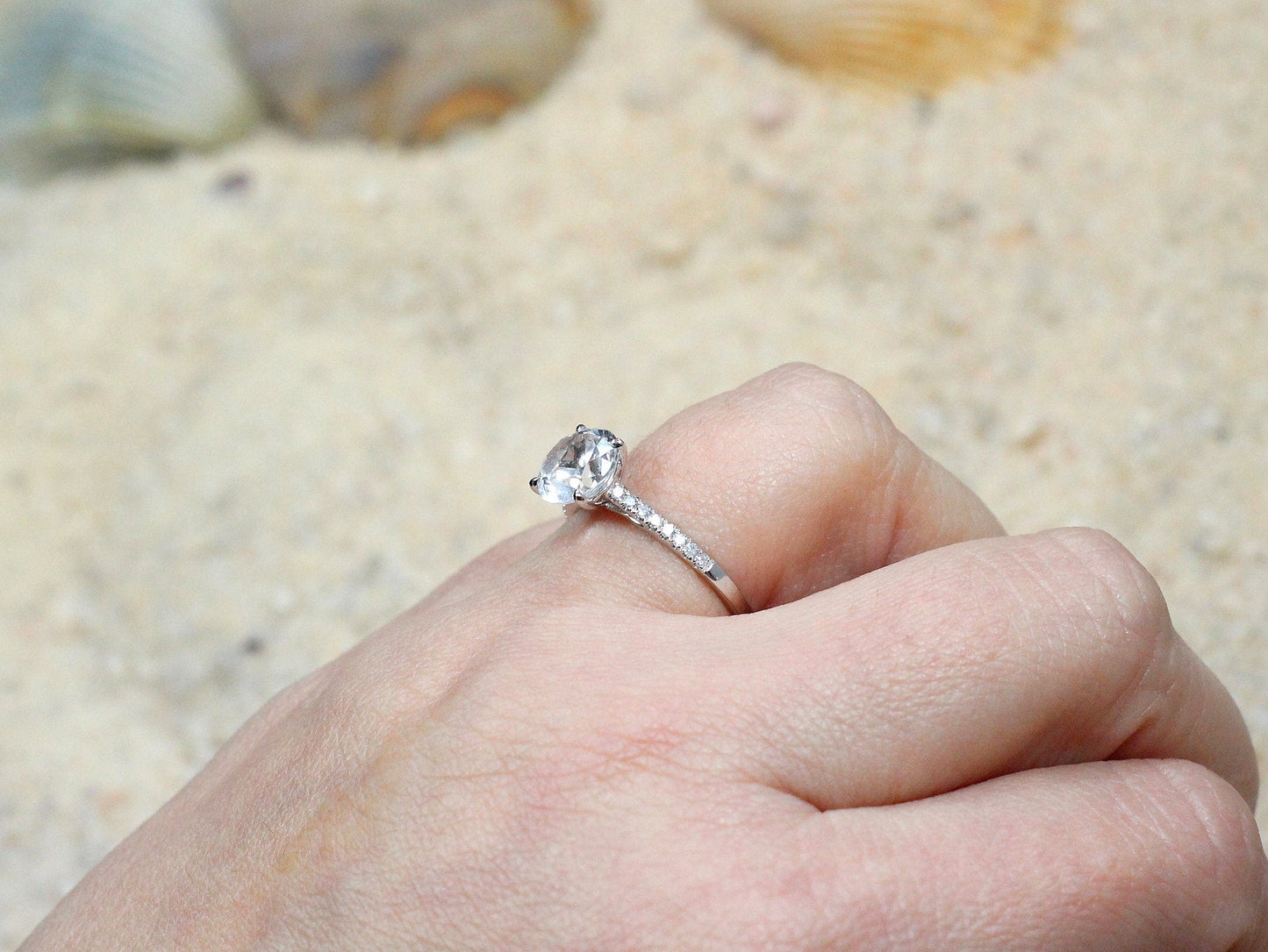 Pink Sapphire Engagement Ring, Half Eternity, Pistis, 2ct, 8mm BellaMoreDesign.com