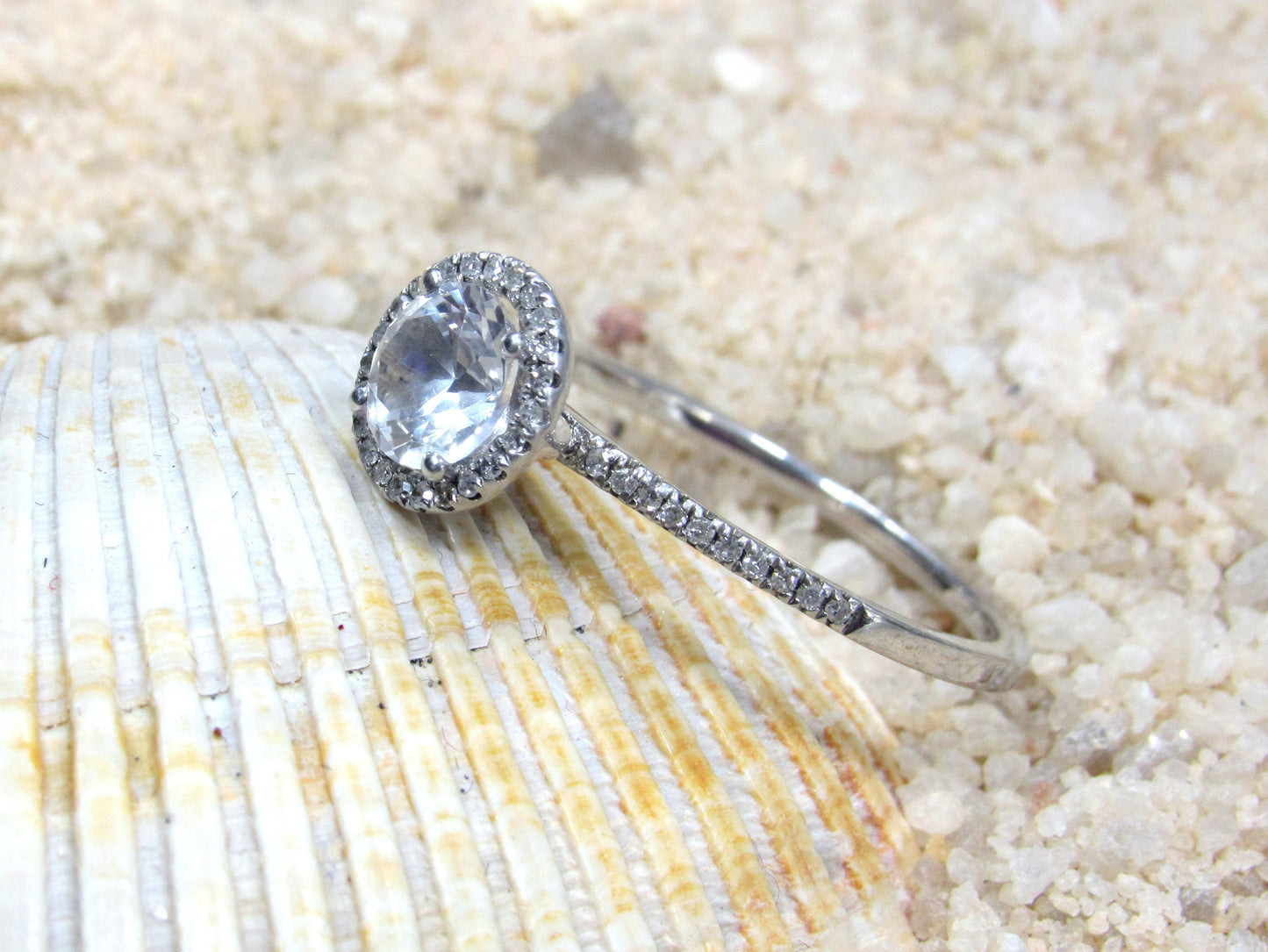 Pink Sapphire Engagement Ring, Pink Engagement Ring, Round Diamonds Halo Ring, Pricus, 1ct Ring,White Gold-Yellow Gold-Rose Gold Ring, 6mm BellaMoreDesign.com