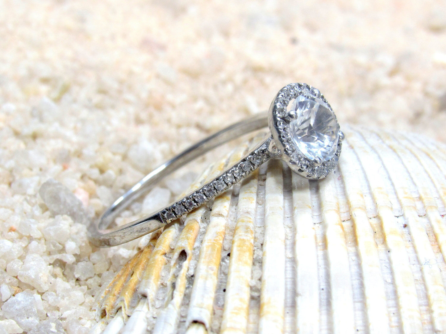 Pink Sapphire Engagement Ring, Pink Engagement Ring, Round Diamonds Halo Ring, Pricus, 1ct Ring,White Gold-Yellow Gold-Rose Gold Ring, 6mm BellaMoreDesign.com
