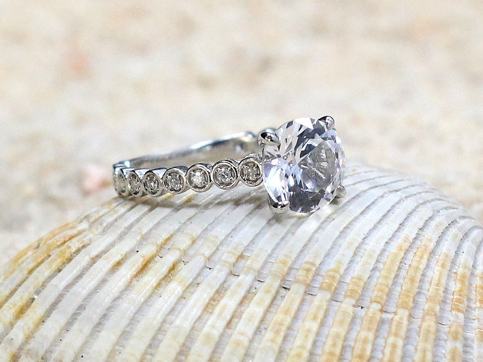 Custom white sapphire deals engagement rings