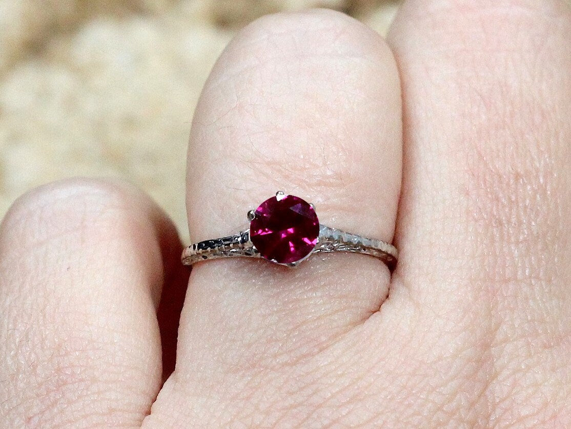 Ruby Engagement Ring, Genuine Ruby, Statement July Birthstone Cultured Promise Red Ruby, Filigree, Gift For Her, Rhemba BellaMoreDesign.com