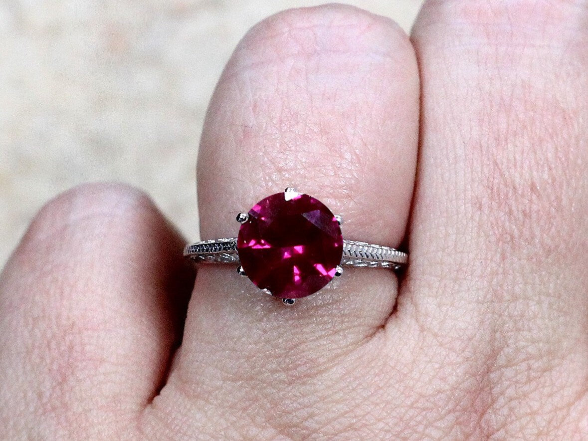 Ruby Engagement Ring,Vintage Ring,Antique Ring,Filigree Ring,Maia,3ct Ring,Sapphire Ring,White-Yellow-Rose Gold-Platinum BellaMoreDesign.com