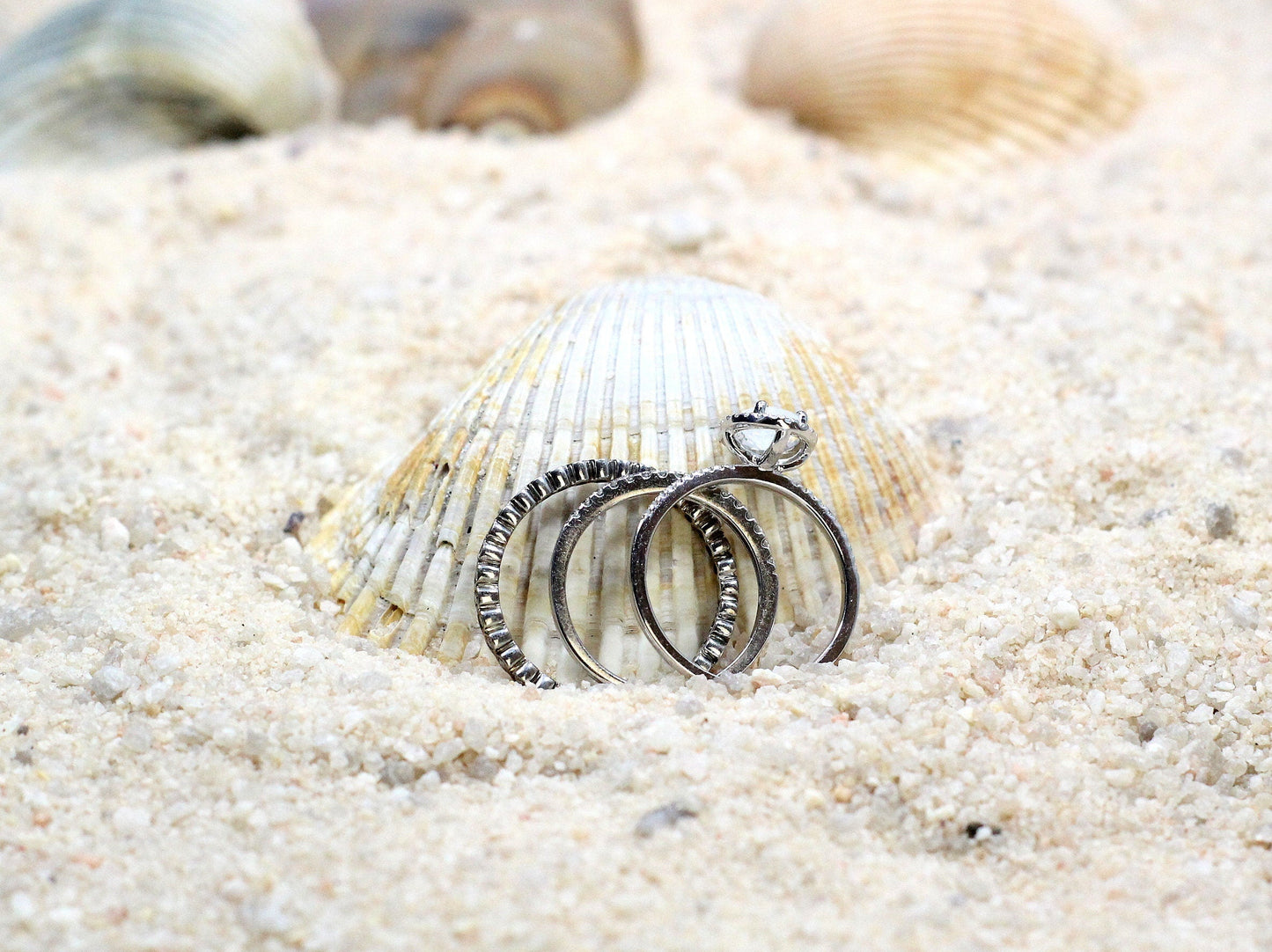 White Sapphire & Diamond Engagement Ring Eternity Bezel Wedding Band Set Ovale Ferarelle 1.5ct 8x6mm White-Yellow-Rose Gold-14k-18k-Platinum BellaMoreDesign.com