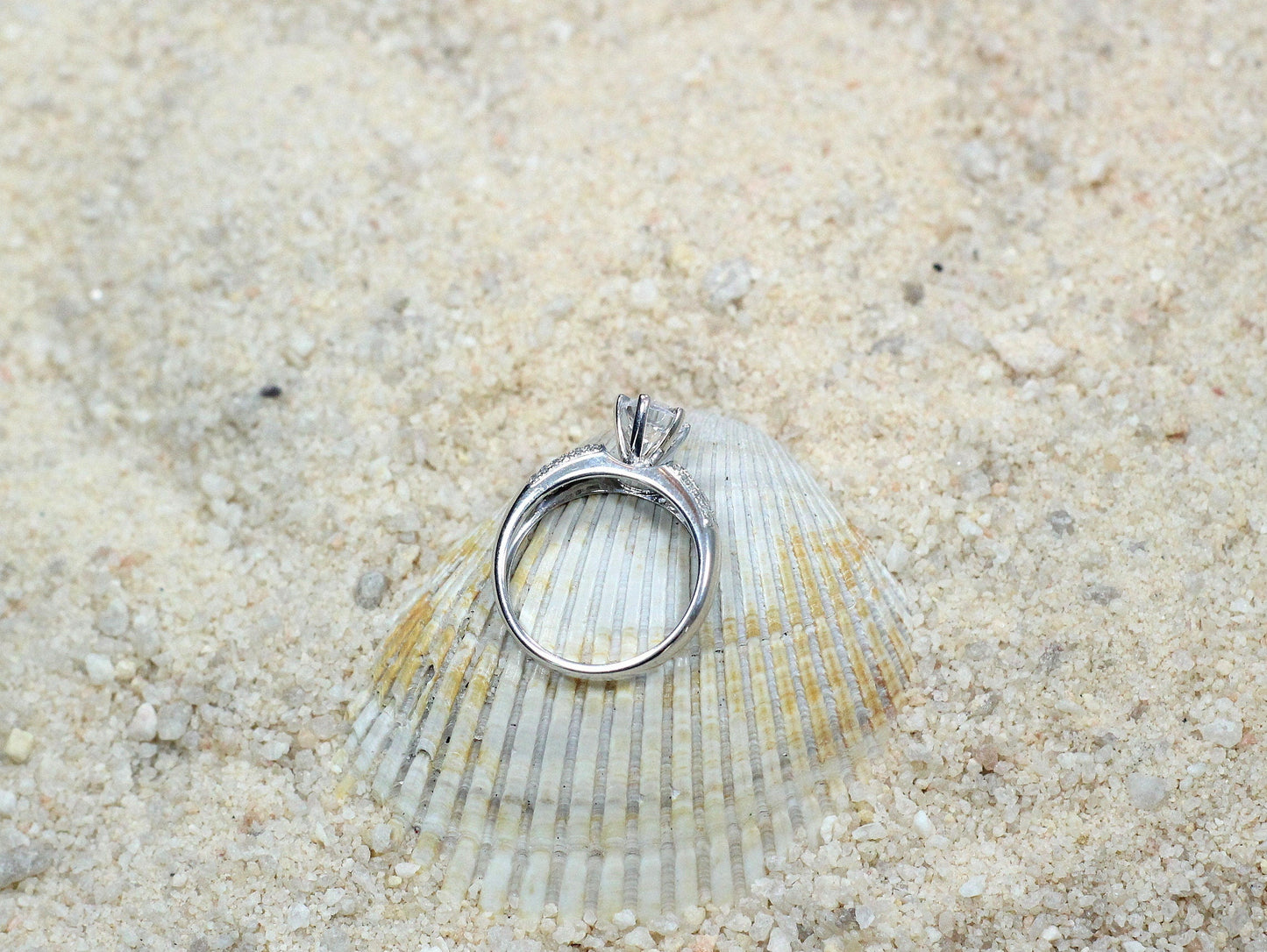 White Sapphire & Diamonds Engagement Ring 5 Row Round Pave Halfway Eternity Hebe 1ct 6mm Custom White-Yellow-Rose Gold-10k-14k-18k-Platinum BellaMoreDesign.com