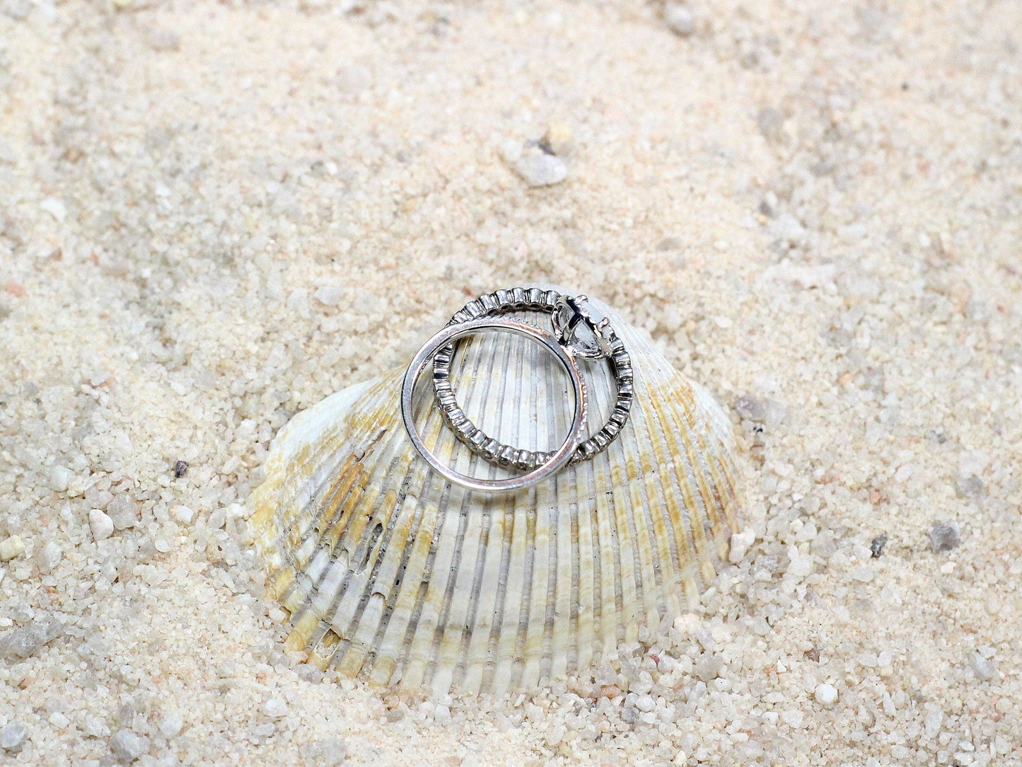 White Sapphire & Diamonds Engagement Ring Eternity Bubble Bezel Band Set Ovale Medio Ferarelle 2ct 8x6mm White-Yellow-Rose Gold-14k-18k-Plat BellaMoreDesign.com