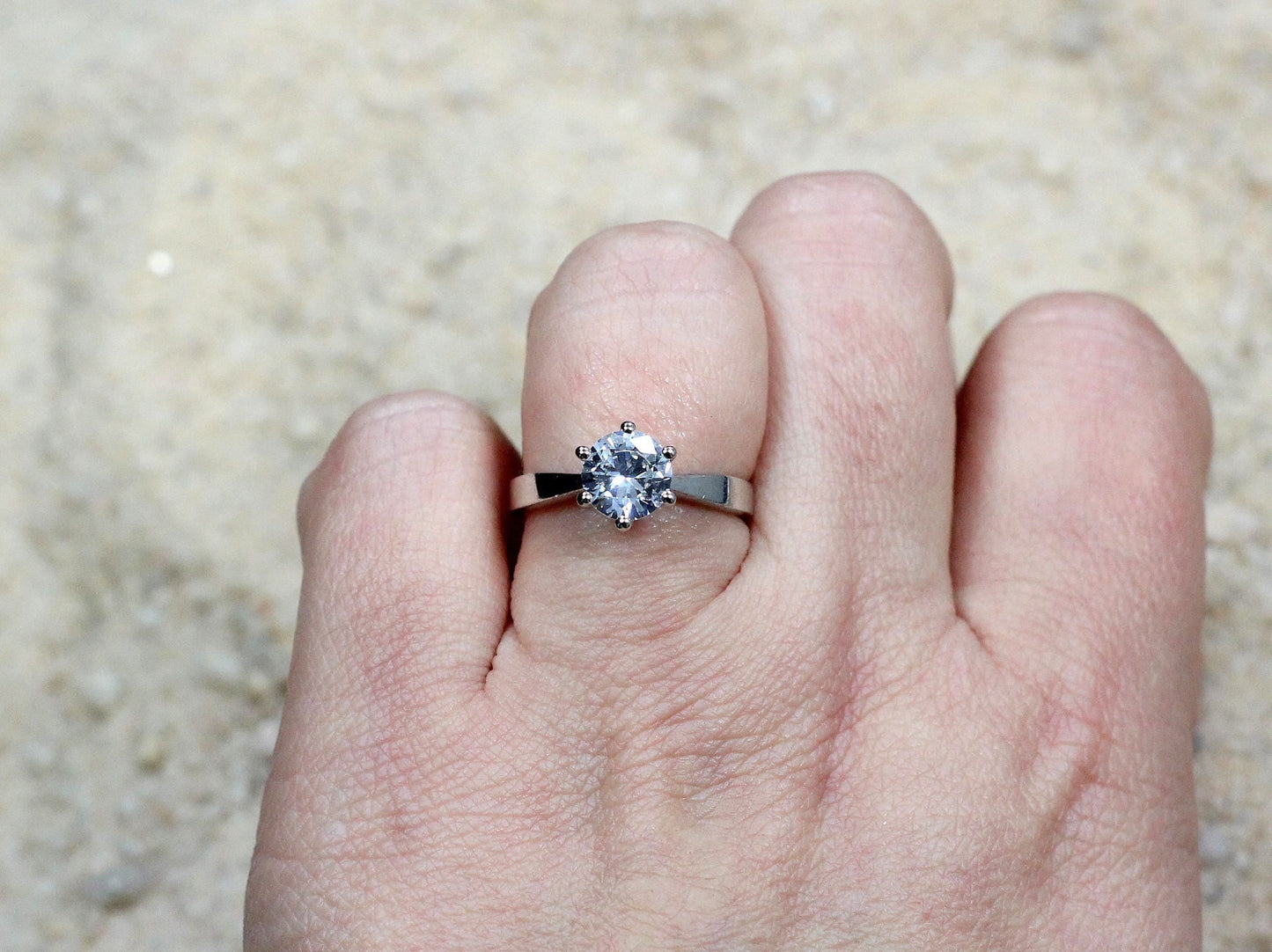White Sapphire Engagement Ring,6 prong Ring,White Sapphire Ring,Solitaire Ring,1.5ct Ring,White-Yellow-Rose Gold-10k-14k-18k-Platinum BellaMoreDesign.com