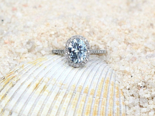 1.5ct Lab Diamond Oval Halo Engagement Ring, Lab Created Diamond Ring, 8x6mm Lab Grown Diamond Ring, Ovale Medio BellaMoreDesign.com