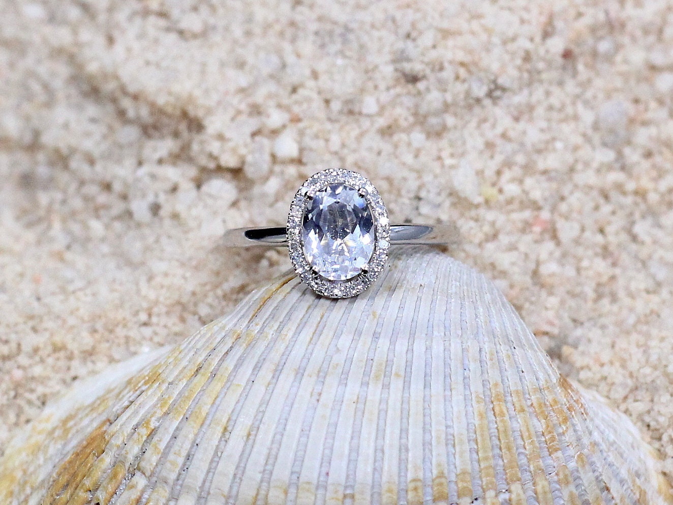 1.5ct Oval Cut Lab Diamond Engagement Ring, 8x6mm Lab Grown Diamond, Lab Created Diamond Halo Ring, Bridal, Allegoria Medio BellaMoreDesign.com