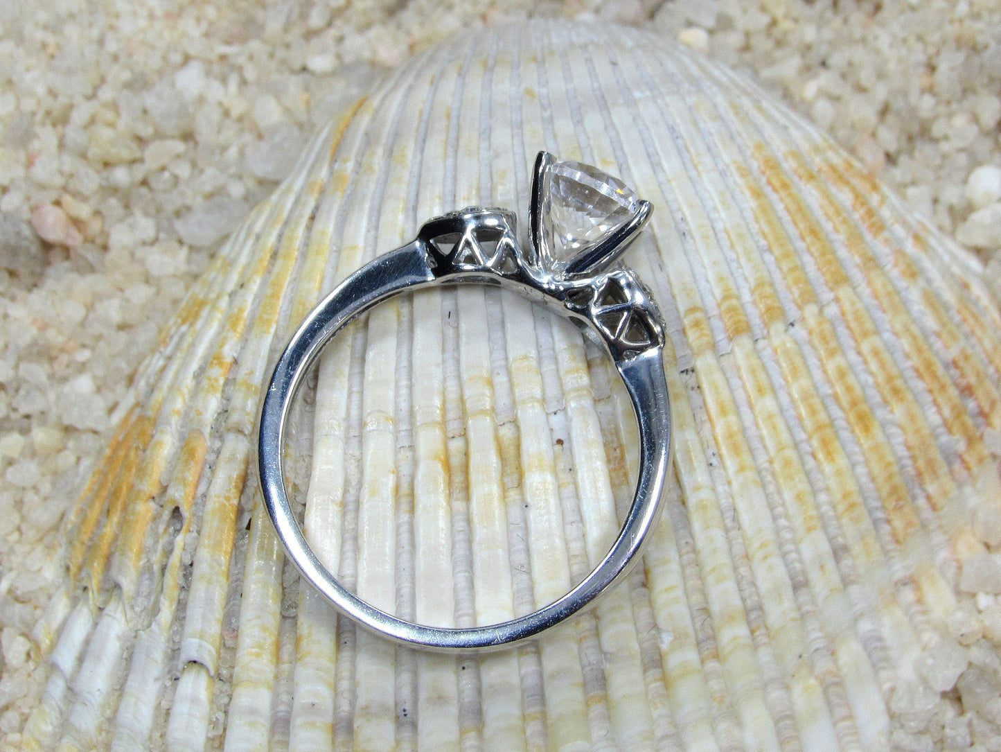 1ct Lab Created Diamond Engagement Ring, Lab Grown Round Diamond, Cluster Leaf Ring, 6mm Lab Diamond, Hestia BellaMoreDesign.com