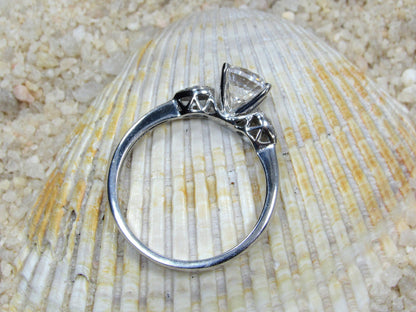 1ct Lab Created Diamond Engagement Ring, Lab Grown Round Diamond, Cluster Leaf Ring, 6mm Lab Diamond, Hestia BellaMoreDesign.com