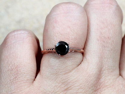 1ct Rhemba 6mm Black Spinel Engagement Ring, Antique, Filigree, Vintage BellaMoreDesign.com