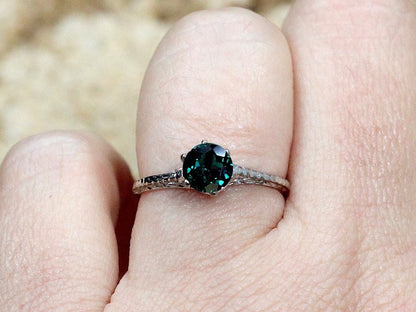 1ct Rhemba 6mm Emerald Vintage Antique Filigree Engagement Ring BellaMoreDesign.com