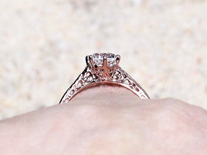 1ct Rhemba 6mm Moissanite Engagement Ring Antique Filigree BellaMoreDesign.com