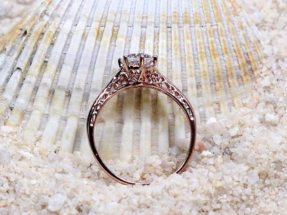 1ct Rhemba 6mm Orange Sapphire Engagement Ring, Antique, Filigree, Vintage BellaMoreDesign.com