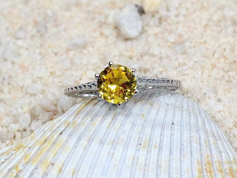 1ct Rhemba 6mm Yellow Sapphire Engagement Ring, Antique, Filigree, Vintage BellaMoreDesign.com