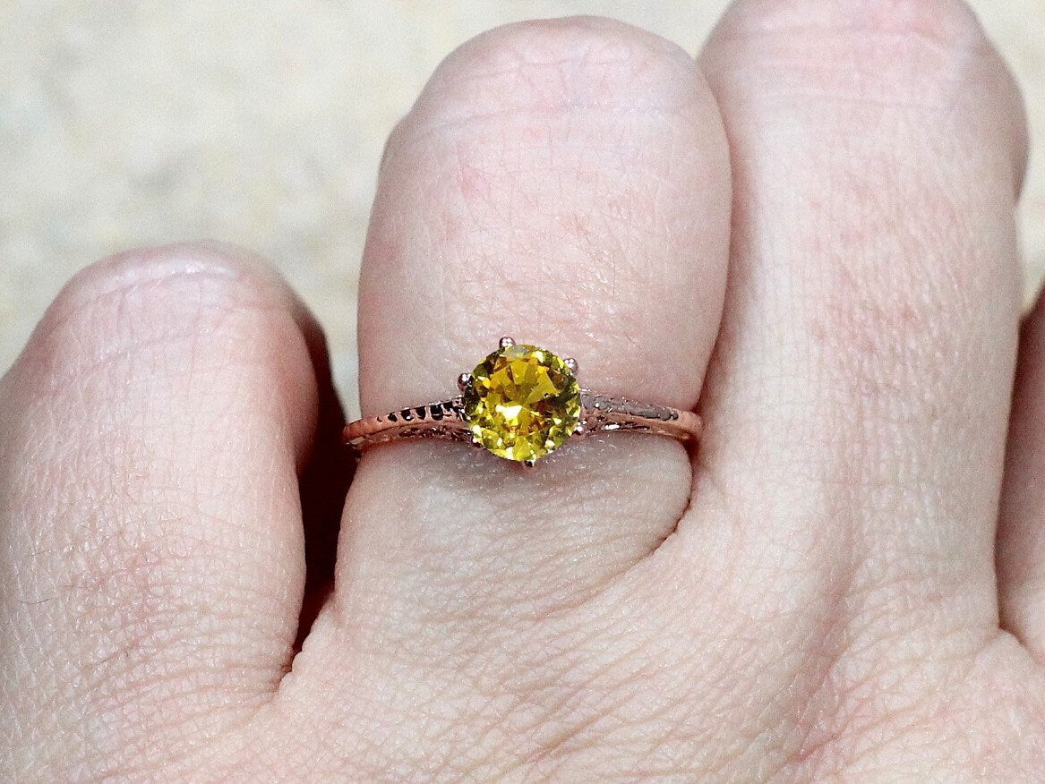 1ct Rhemba 6mm Yellow Sapphire Engagement Ring, Antique, Filigree, Vintage BellaMoreDesign.com