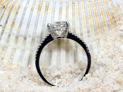2.5ct Lab Grown Diamond Engagement Ring, Cushion Cut Lab Diamond Ring, 8mm Lab Created Diamond, Theia BellaMoreDesign.com