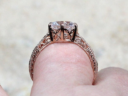 2.75ct Lab Grown Diamond Engagement Ring, Lab Created Diamond, Filigree Rings, Miligrain Rings, Vintage Rings, Polymnia BellaMoreDesign.com