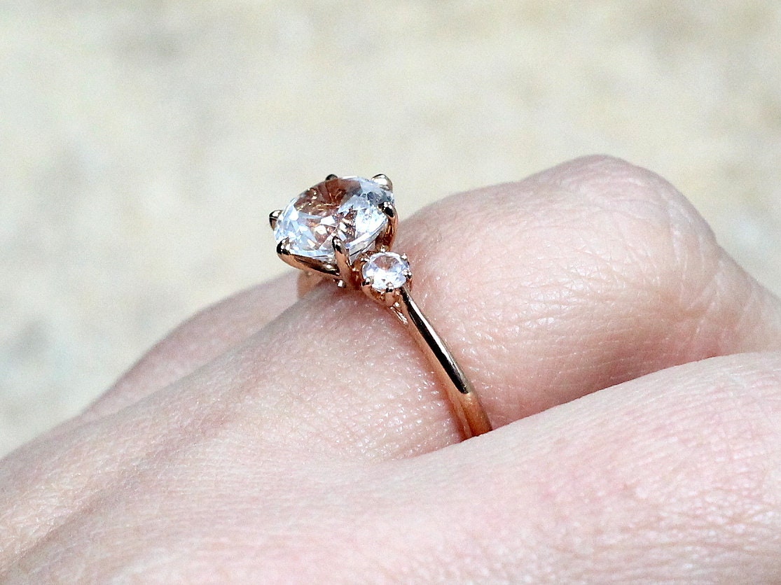 2ct Cupid 8mm Ruby White Sapphires 3 Gem Stone Engagement Ring BellaMoreDesign.com