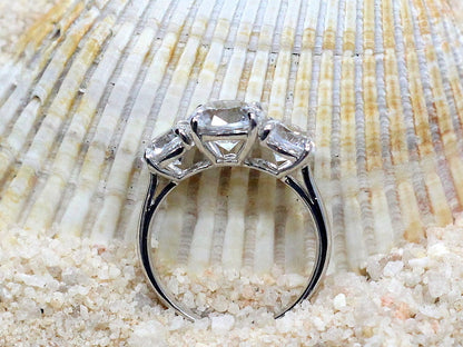 2ct Jubilee 8mm White Sapphire Engagement Ring, 3 Gem Stone, Side gems 1ct 6mm BellaMoreDesign.com