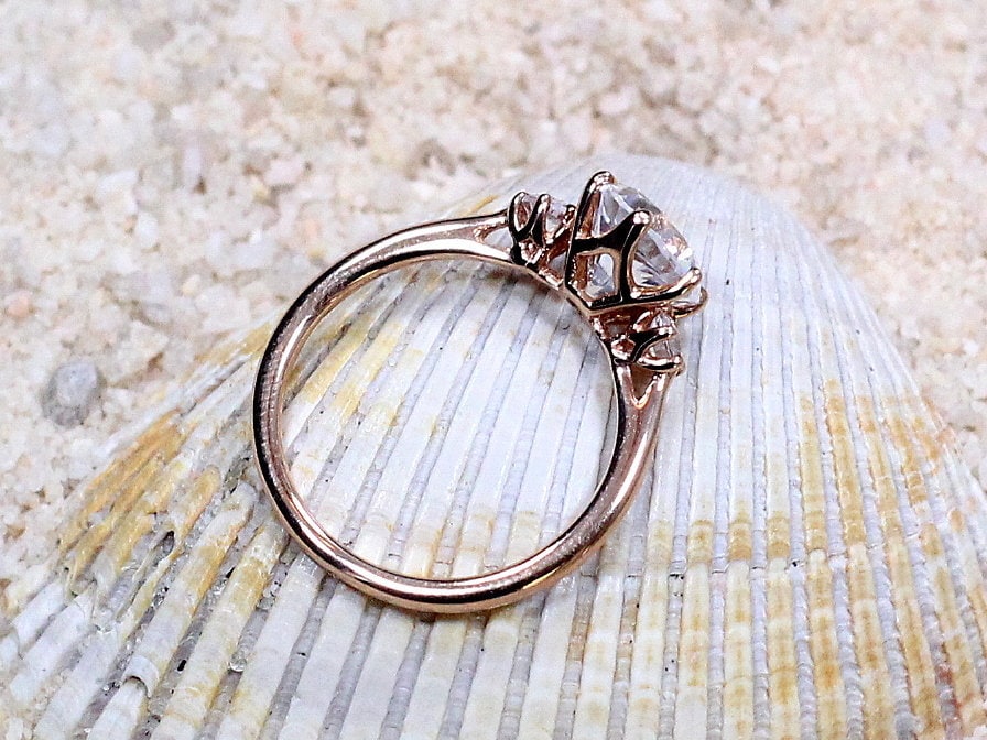 2ct Lab Diamond Ring, Lab Created Diamond Ring, 8mm Lab Grown Diamond, 3 Gem Stone Ring, Cupid BellaMoreDesign.com