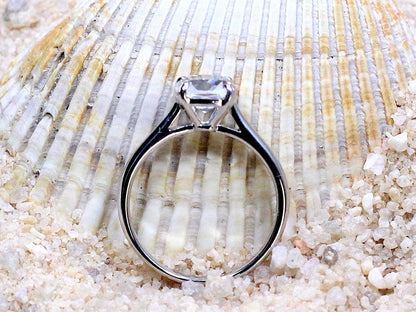 2ct Phoebe 7mm Cushion Cut White Sapphire Engagement Ring BellaMoreDesign.com