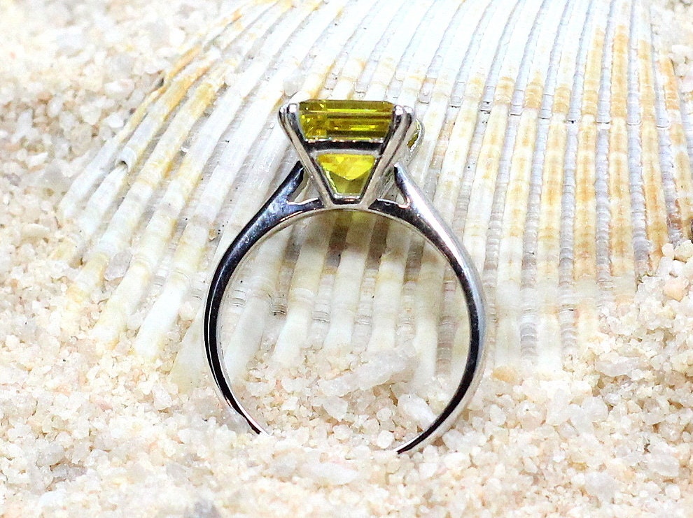 3ct Phoebe 8mm Yellow Sapphire Princess Cut Solitaire Square 4 prong Engagement Ring BellaMoreDesign.com