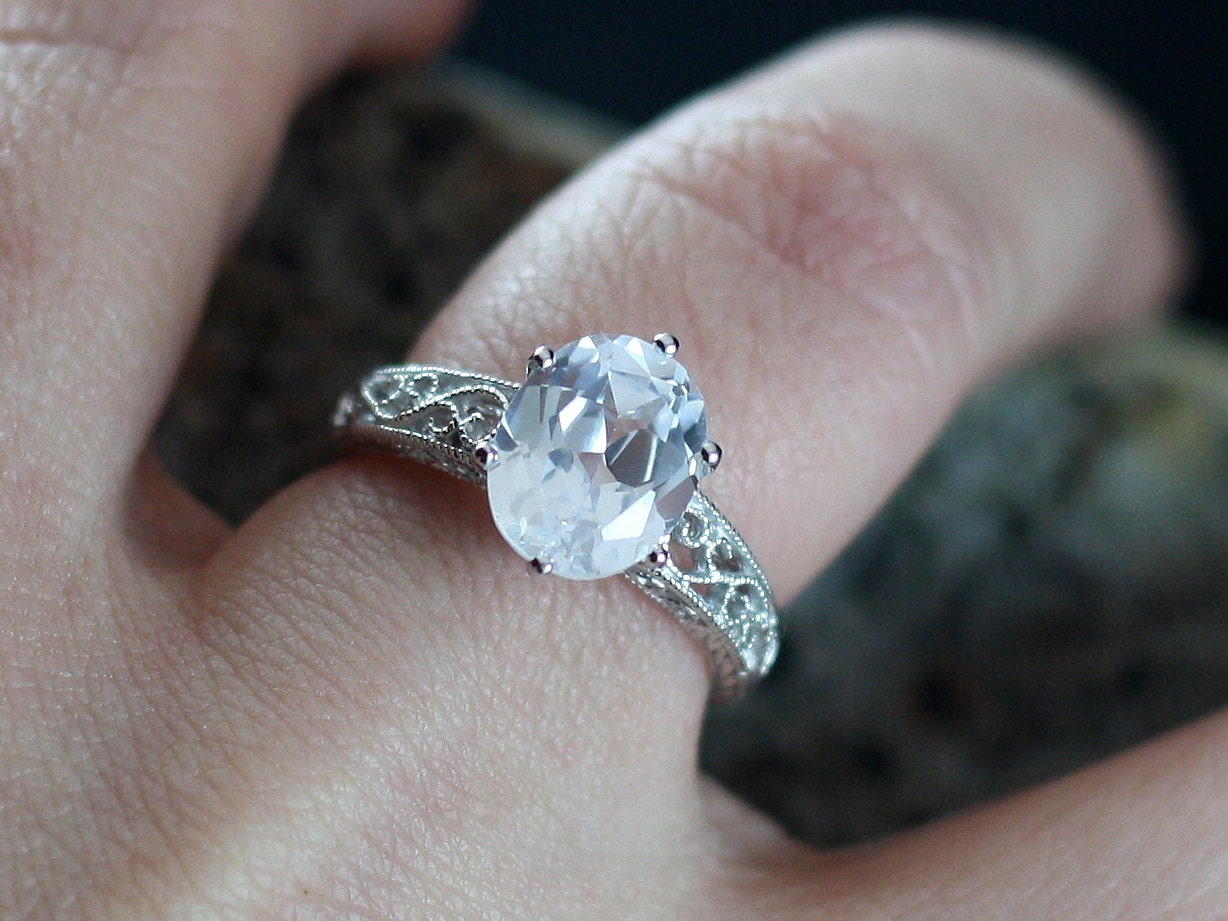 Alexandrite Sapphire Engagement Ring, Pink Sapphire, Oval, Antique, Filigree, Milgrain, Polymnia, 3ct 9x7mm BellaMoreDesign.com