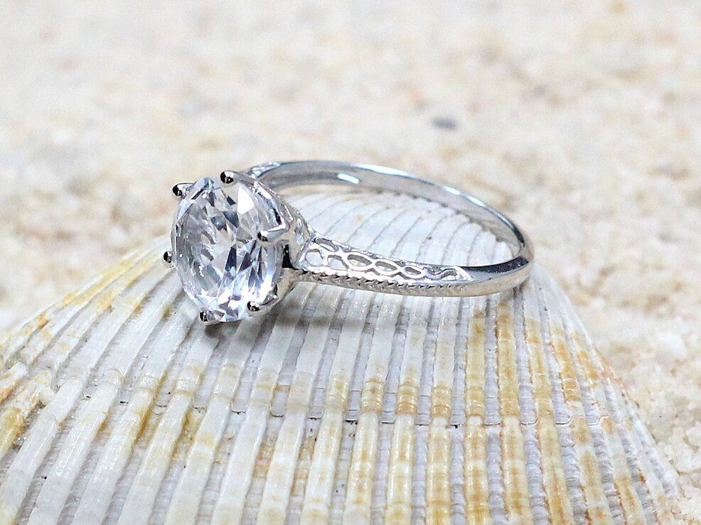 Alexandrite Sapphire Engagement Ring,Vintage Ring,Antique Ring,Filigree Ring,Maia,3ct Ring,Sapphire Ring,White-Yellow-Rose Gold-Platinum BellaMoreDesign.com