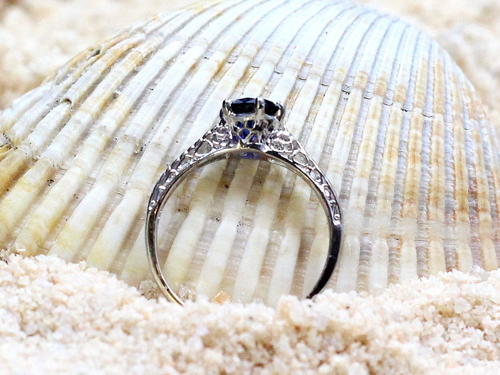 Alexandrite Sapphire Vintage Antique Filigree Engagement Ring Round Rhemba 1ct 6mm Custom White-Yellow-Rose Gold-10k-14k-18k-Platinum BellaMoreDesign.com