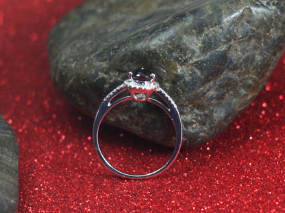 Black Spinel & Diamond Pear Halo Engagement Ring Goccia 1ct 7x5mm Custom Size White-Yellow-Rose Gold-10k-14k-18k-Platinum Diamonds Cathedral BellaMoreDesign.com