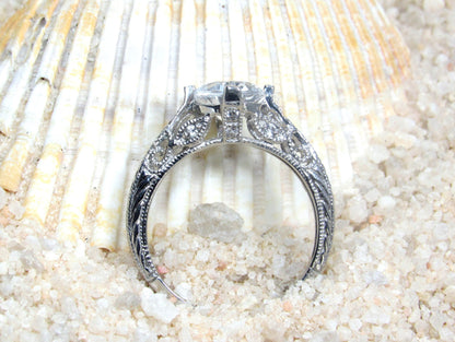 Black Spinel Engagement Ring, Vintage Filigree Ring, 3ct Oval 9x7mm, Dionysus, Black Spinel Ring,White-Yellow-Rose Gold-14k-18k-Platinum BellaMoreDesign.com