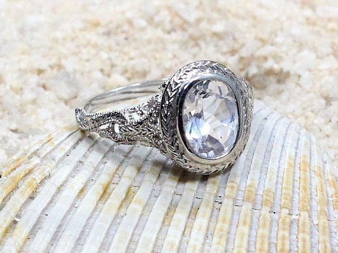 Blue Sapphire Engagement Ring,Oval Ring,Antique Ring,Chevron Ring,Filigree Ring,Vintage Ring,Kore,3ct Ring,White-Yellow-Rose Gold,Plt BellaMoreDesign.com