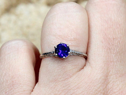 Blue Sapphire Engagement Ring,Sapphire Ring,Antique Ring,Filigree Ring,1ct Ring,White-Yellow-Rose Gold,Rhemba,Blue Sapphire Ring BellaMoreDesign.com