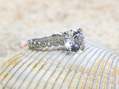 Blue Sapphire Engagement Ring,Vintage Ring,Milgrain Ring,Blue Sapphire Ring,Ferarelle,2ct Ring,White-Yellow-Rose Gold-14k-18k-Plt BellaMoreDesign.com