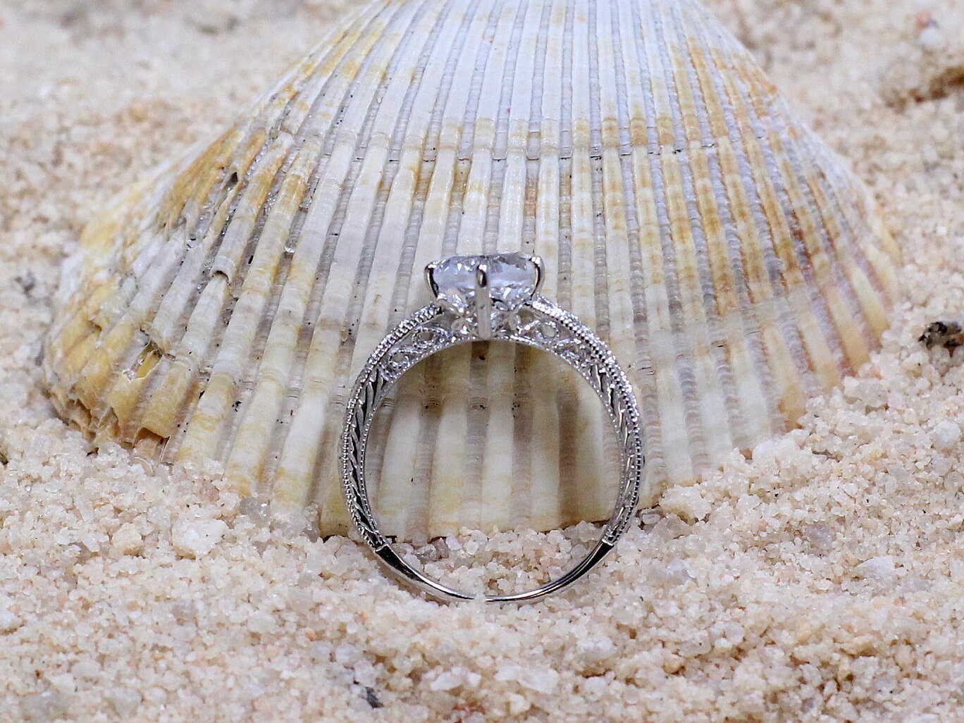 Brown Diamond Engagement Ring, Vintage, Rose Cut, Polymnia, Filigree, Miligrain, 2ct, 8mm, Promise Ring, Gift For Her BellaMoreDesign.com