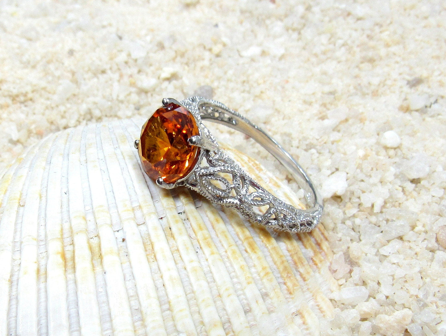 Emerald Engagement Ring, Antique, Filigree, Vintage, 4 Prong, Andromeda, 2cts, 8mm , promise ring, gift for her BellaMoreDesign.com