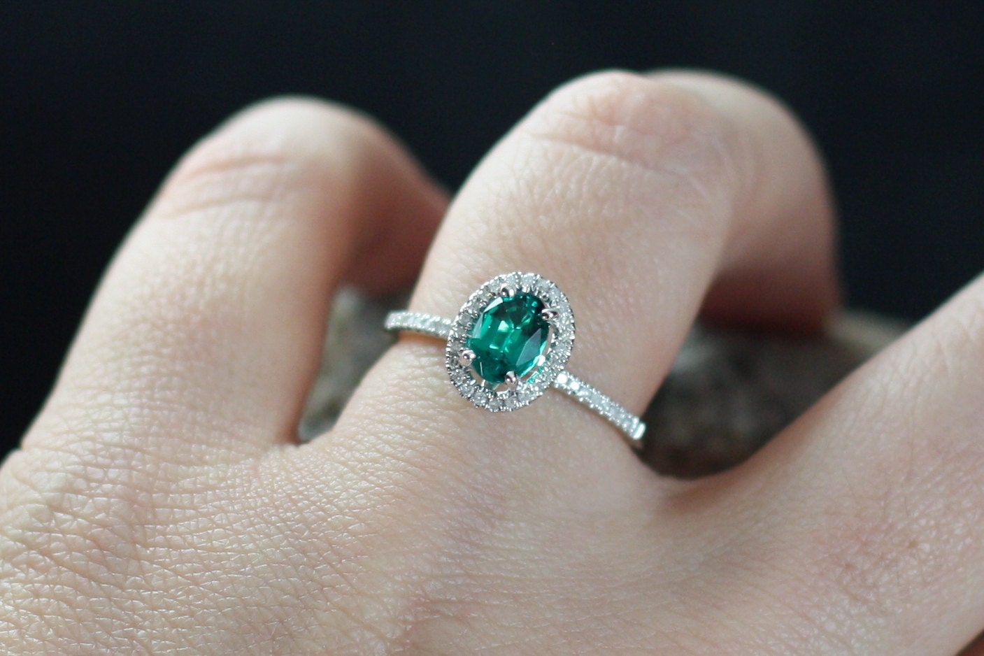 Emerald Engagement Ring,Oval Halo Ring,Ovale,Emerald Ring,1ct Ring,Emerald Halo Ring,White-Yellow-Rose Gold-10k-14k-18k-Platinum BellaMoreDesign.com