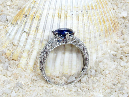 Grey Moissanite Engagement Ring, moissanite Diamond ring, Vintage ring, Antique Filigree ring, Polymnia,Promise Ring,Gift For Her BellaMoreDesign.com